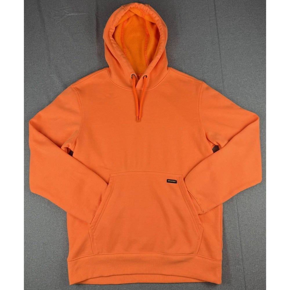 Brahma Blaze Orange Pullover Hoodie Men's L Heavyweight Fleece Hi Vis